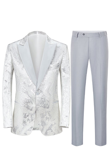 Silver Peak Lapel 2 Piece Prom Suits for menn